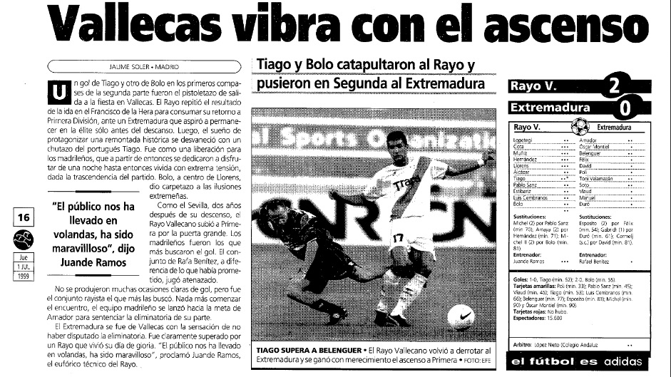 El Vallecano jugará una promoción de Primera 22 años después - Rayo
